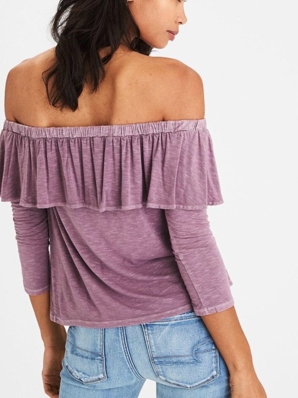 Off-Shoulder Ruffle Top in Mauve